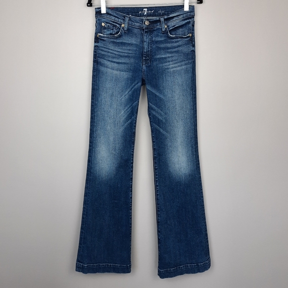 7 For All Mankind Dojo Low Rise Flared Jeans size 28 - Picture 2 of 14